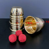 Super Cups and Balls (Brass) -- Close Up Trick Magic-New Arrival