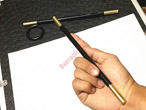 Magic Wand in Black (with Brass Tips) - Magic Tricks, Stage Magic, Party Magic, Magic Prank.etc..