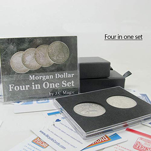 Four in One Morgan Dollar Set - Magic Tricks, Stage Magic, Party Magic, Magic Prank.Fire Magic,Coin Magic, Illusion Magic, Card Tricks..etc..
