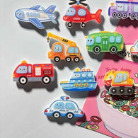 10 pcs Cartoon Vehicle Fridge Magnets Set / Vehicle Sticker Set – Airplane, Ship, Digger Decor Magnets for Home, Birthday Gift-- New Arrival