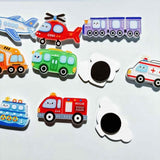 10 pcs Cartoon Vehicle Fridge Magnets Set / Vehicle Sticker Set – Airplane, Ship, Digger Decor Magnets for Home, Birthday Gift-- New Arrival
