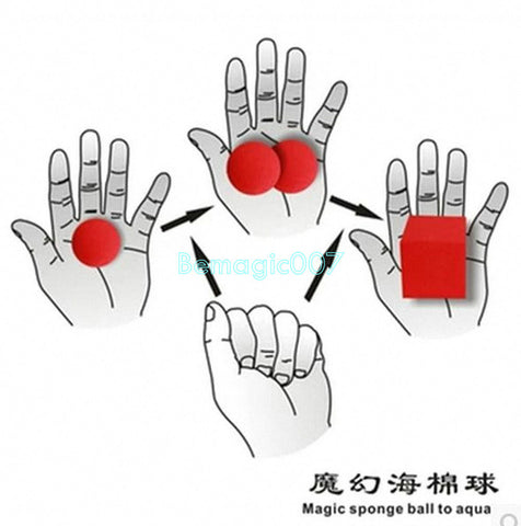 2 pcs/lot Ball To Square Sponge/ Balls To Red Square- Close Up Magic - Bemagic