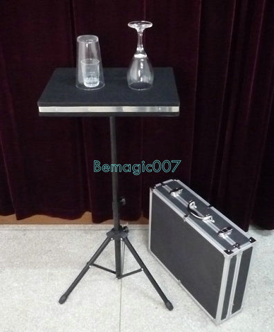 Glass Breaking And Coin into Glass Table With Carrying Case  -- Stage Magic - Bemagic