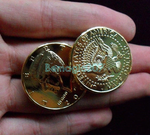 2 pcs/lot Golden Half Dollar- Coin&Money Magic - Bemagic